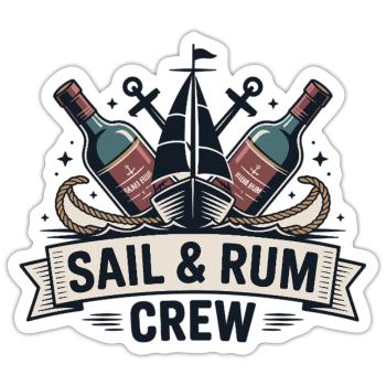 Sail & Rum Crew – Segeln Rum Piraten - Sticker Größe S (10 x 10 cm) - Mattweiß - Vorne