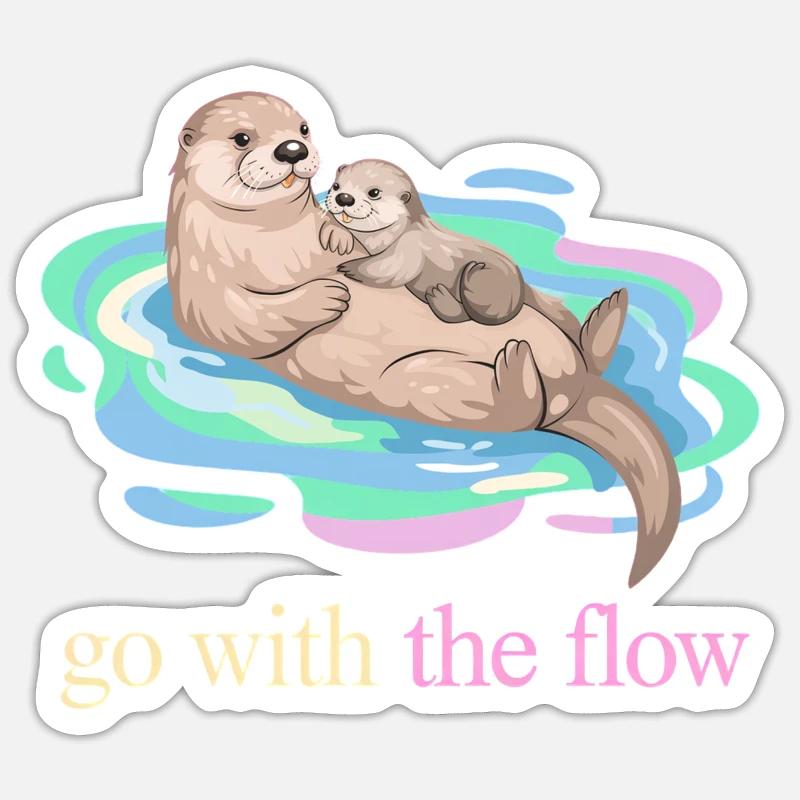 Nimm das Flow Otter Duo - Sticker Größe S (10 x 10 cm) - Mattweiß