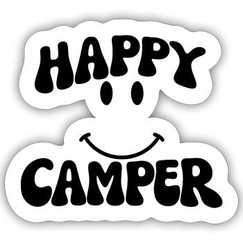 Campeur heureux - Sticker taille S (10 x 10 cm) - blanc mat - Devant