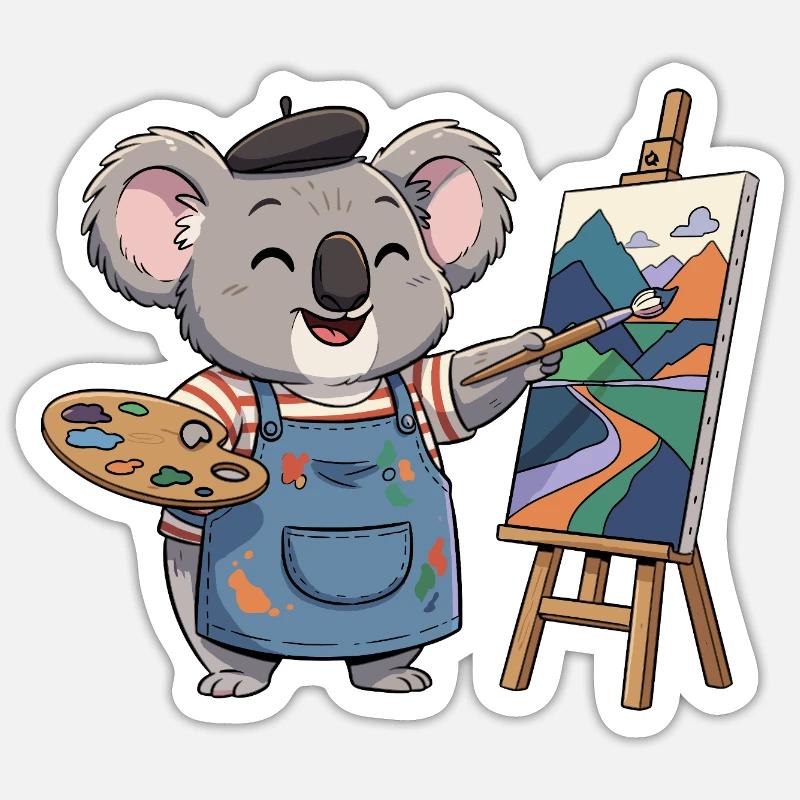 Koala Maler: Bunte Berglandschaft - Sticker Größe S (10 x 10 cm) - Mattweiß