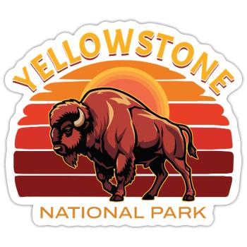 Bisons de buffle du parc national de Yellowstone - Sticker taille S (10 x 10 cm) - blanc mat - Devant