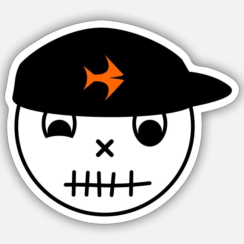 Smiley with fish cap - Sticker size S (10 x 10 cm) - white matte