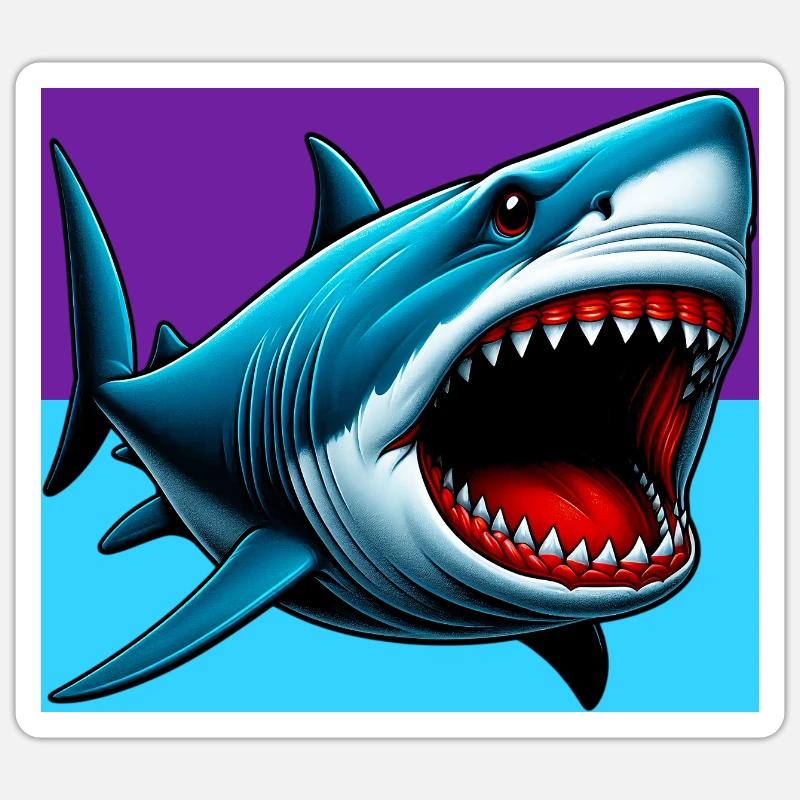 Requin - Sticker taille S (10 x 10 cm) - blanc mat