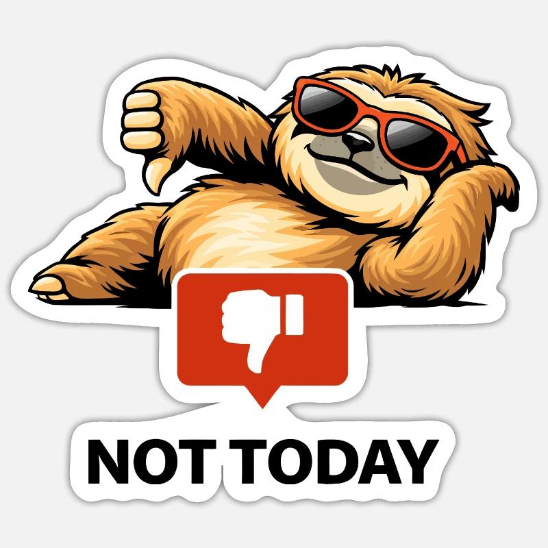 Thumbs-Down Sloth in Sunglasses - Sticker size S (10 x 10 cm) - white matte