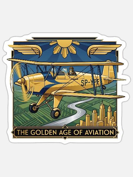 Golden Age of Aviation – Der Geist der Pioniere - Sticker Größe S (10 x 10 cm) - Mattweiß