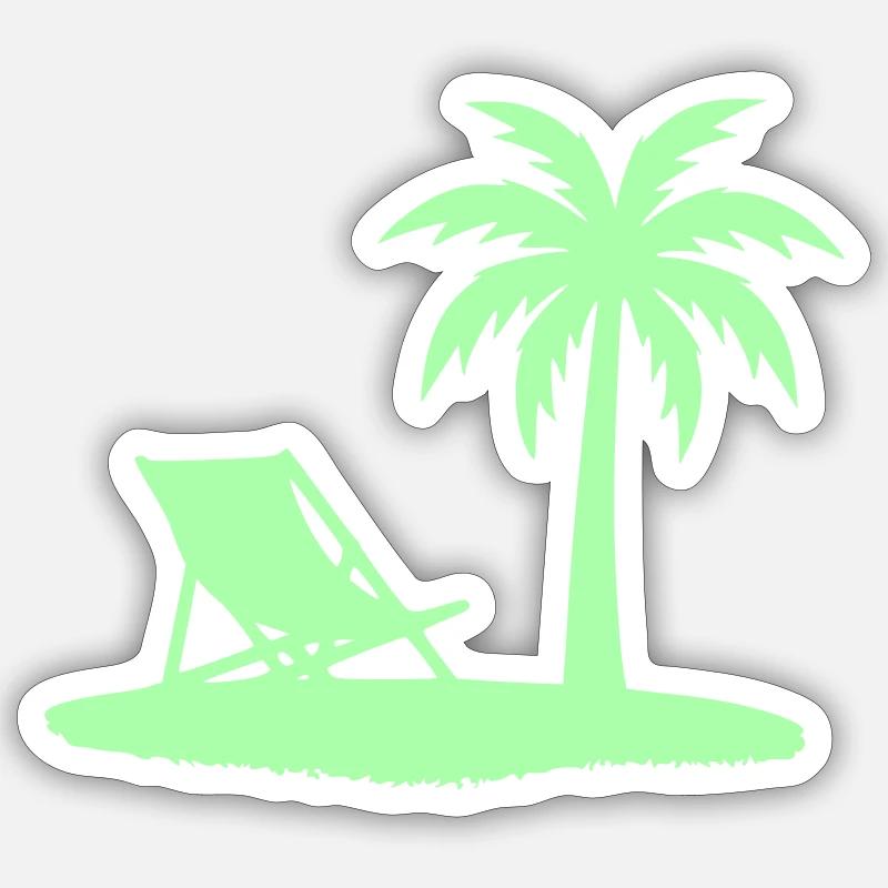Palm Tree Deck Chair Beach Vector Sticker size S (10 x 10 cm)