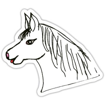 Pferdekopf Pony Pferd Kinder Pferde - Sticker Größe S (10 x 10 cm) - Mattweiß - Vorne