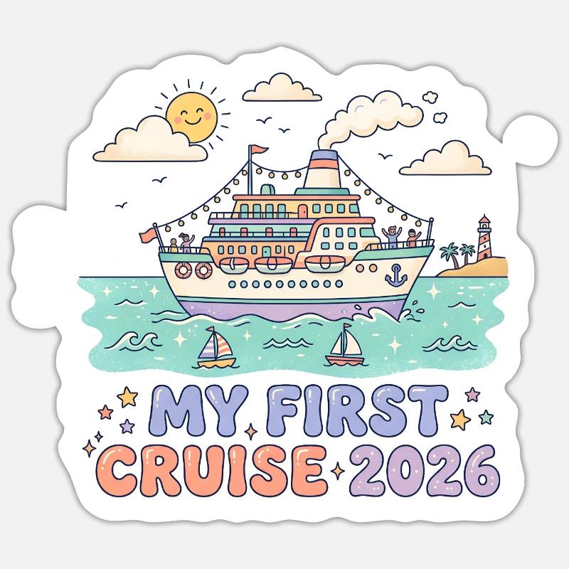 Ma première croisière en 2026 - Sticker taille S (10 x 10 cm) - blanc mat