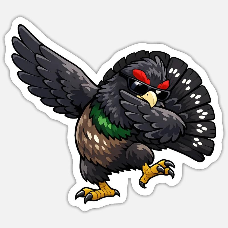 Dabbing Auerhahn - Sticker Größe S (10 x 10 cm) - Mattweiß