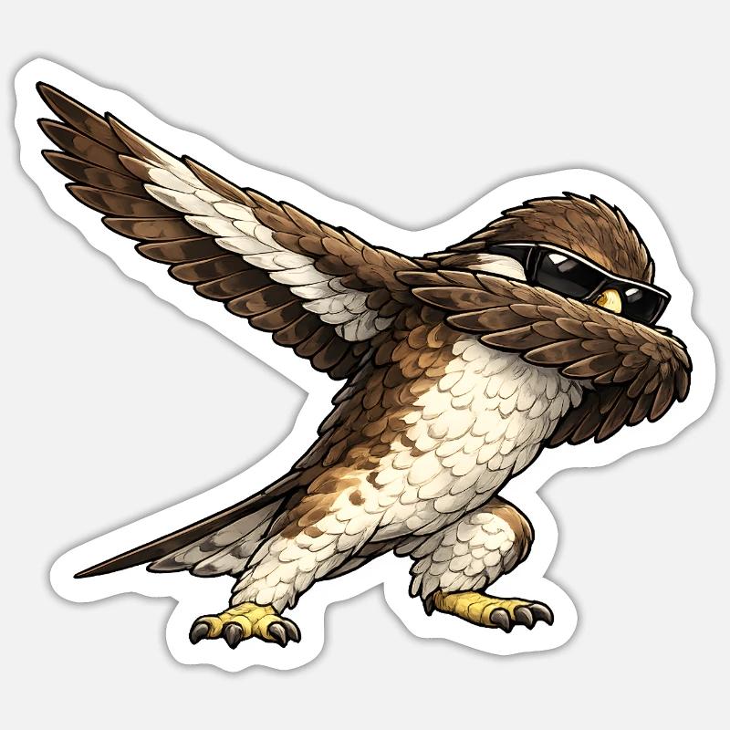 Dabbing buzzard - Sticker size S (10 x 10 cm) - white matte