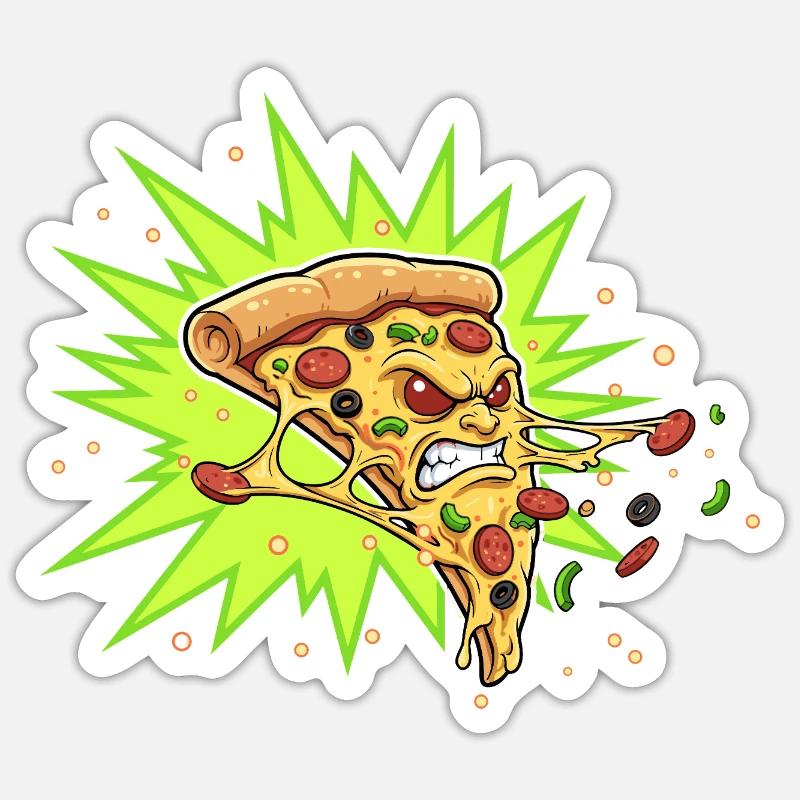Pizza Slice Aggressor Neonburst - Sticker taille S (10 x 10 cm) - blanc mat