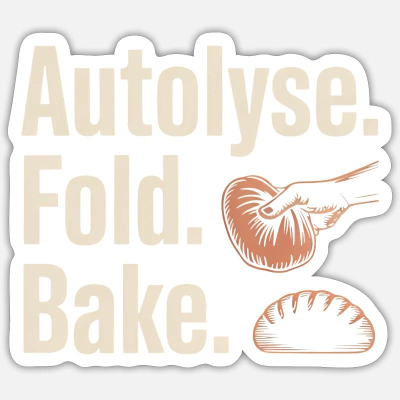 Autolyse Fold Backe Bread Kunst - Sticker Größe S (10 x 10 cm) - Mattweiß