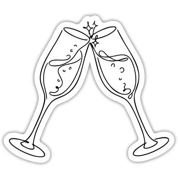 Chin Chin – Cheers Glasses Mariage en noir et blanc - Sticker taille S (10 x 10 cm) - blanc mat - Devant