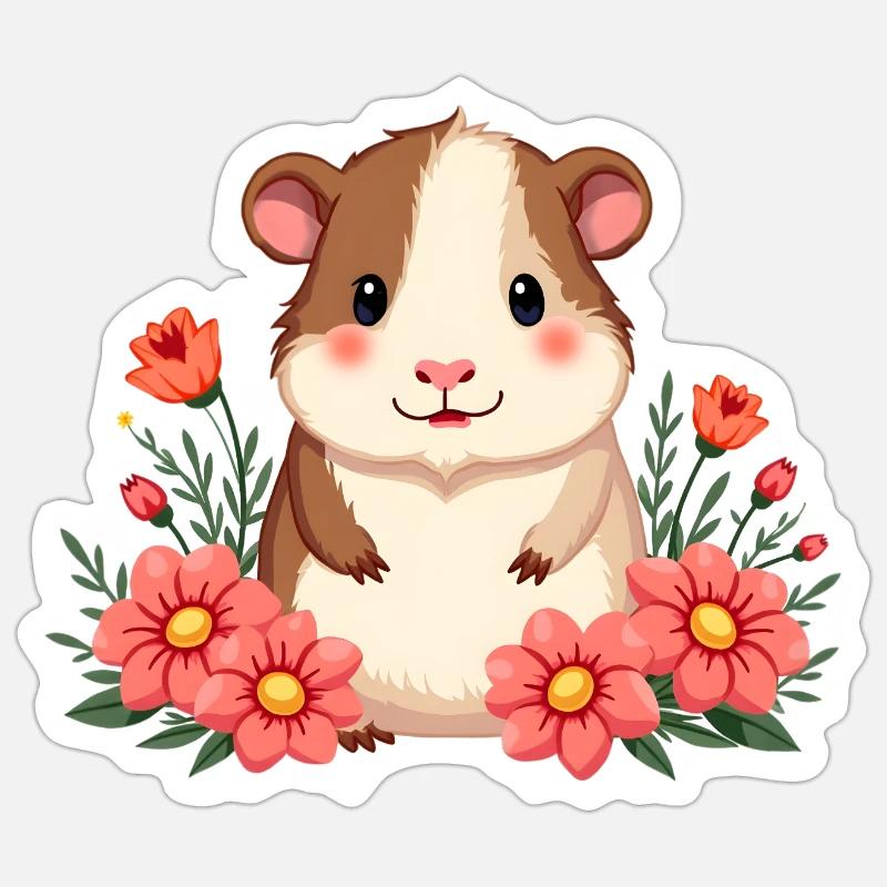 cobaye - Sticker taille S (10 x 10 cm) - blanc mat