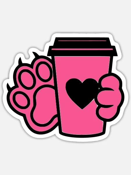 Hundepfote Kaffee Tasse Hunde Mama - Sticker Größe S (10 x 10 cm) - Mattweiß