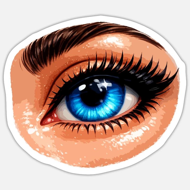 Blue Eye Illustration Pop Art Aura - Sticker Größe S (10 x 10 cm) - Mattweiß