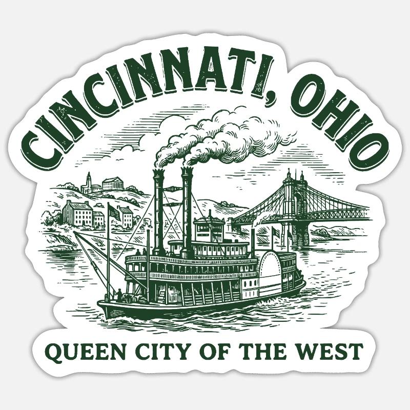 Cincinnati Dampfschiff Erbe Sticker Größe S (10 x 10 cm)