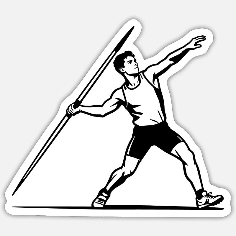 Speerwurf - Sticker Größe S (10 x 10 cm) - Mattweiß
