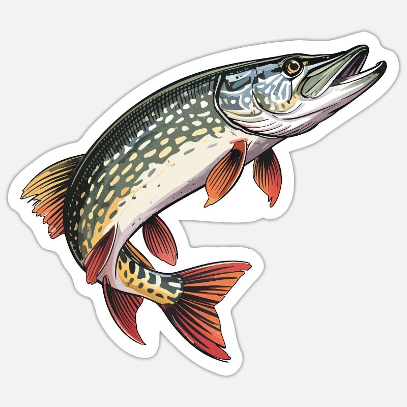 jumping pike - Sticker size S (10 x 10 cm) - white matte