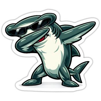 Dabbing hammerhead shark - Sticker size S (10 x 10 cm) - white matte - Front