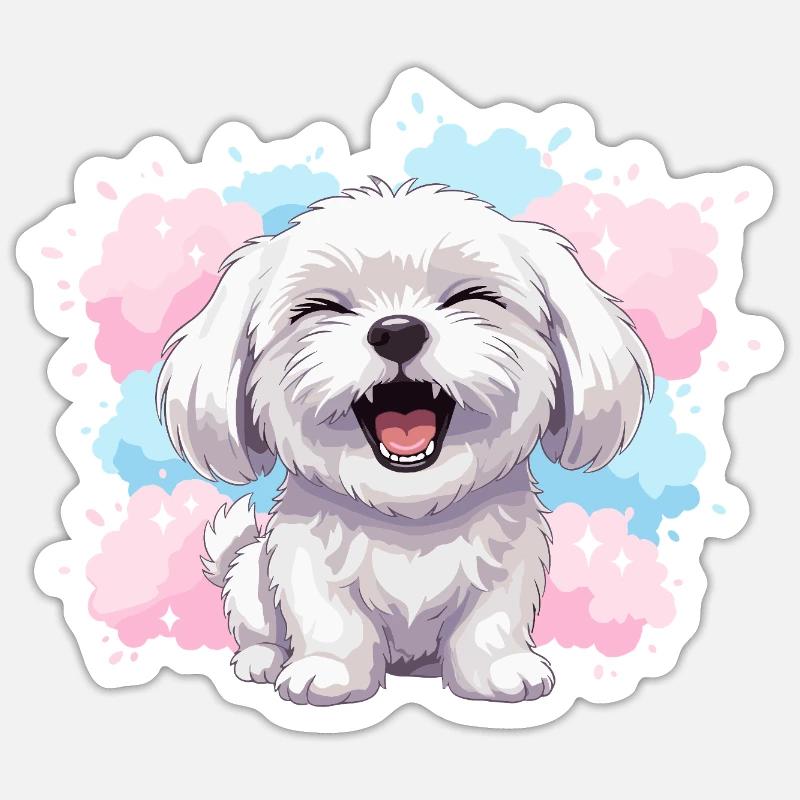 Éclaboussure pastel joyeuse et duveteuse - Sticker taille S (10 x 10 cm) - blanc mat