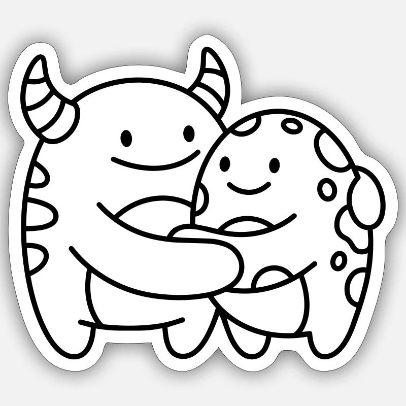 Monstres - Sticker taille S (10 x 10 cm) - blanc mat