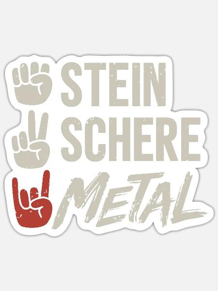 Stein Schere Metal Band Heavy Metal Musik - Sticker Größe S (10 x 10 cm) - Mattweiß