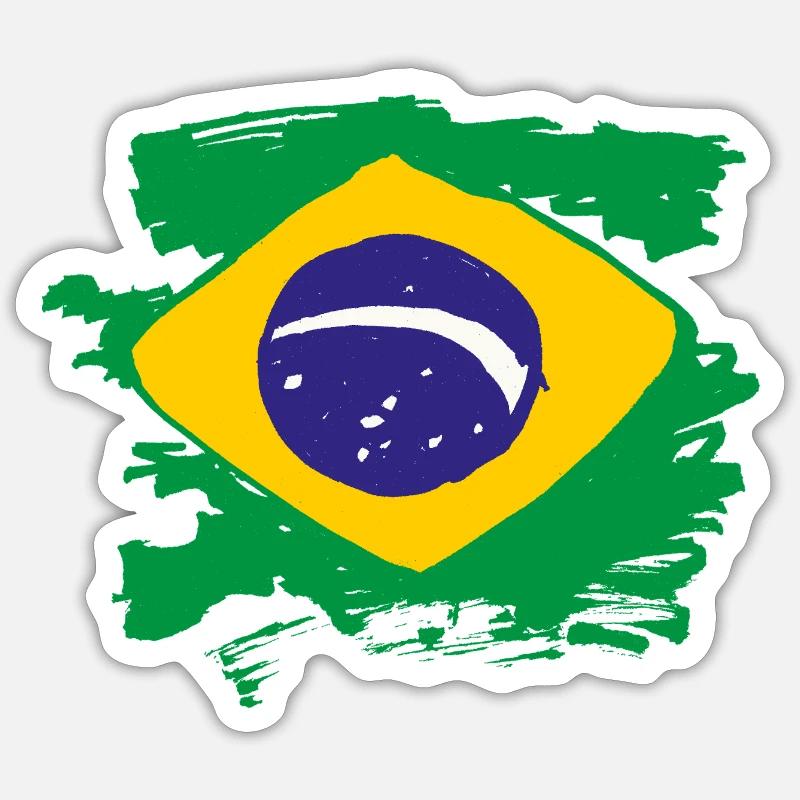Brazil Flag - Sticker size S (10 x 10 cm) - white matte