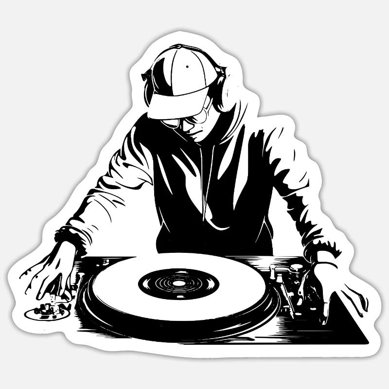 Dj Zeichnung - Sticker Größe S (10 x 10 cm) - Mattweiß