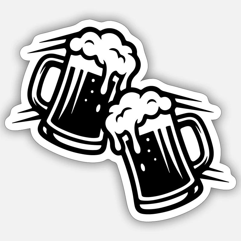 Bière Mug, Bière Comique - Sticker taille S (10 x 10 cm) - blanc mat