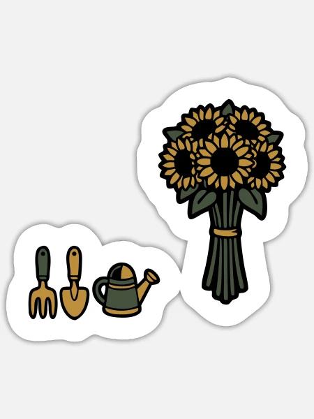 Sonnenblumen Florist Blumenladen Gärtnerei - Sticker Größe S (10 x 10 cm) - Mattweiß