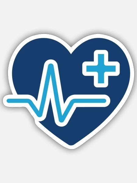 Medical Heart Line Icon Gesundheits-EKG Vektor Symb - Sticker Größe S (10 x 10 cm) - Mattweiß