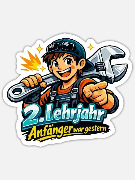 2. Lehrjahr - Anfänger war gestern - Sticker Größe S (10 x 10 cm) - Mattweiß