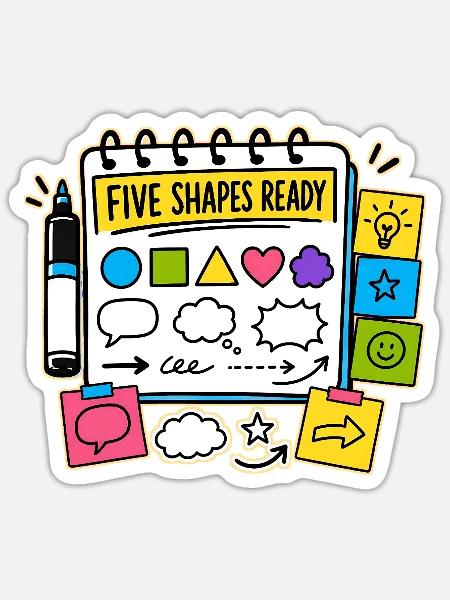 FIVE SHAPES READY - Sticker Größe S (10 x 10 cm) - Mattweiß