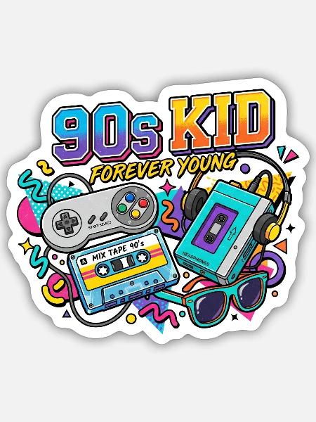 90er-Kind - Sticker Größe S (10 x 10 cm) - Mattweiß
