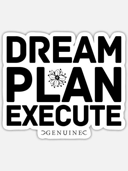 Traumplan Ausführen - Sticker Größe S (10 x 10 cm) - Mattweiß