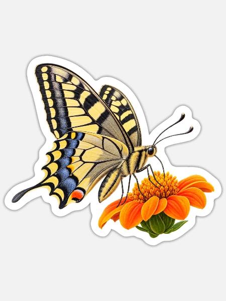 Schmetterling Schwalbenschwanz - Sticker Größe S (10 x 10 cm) - Mattweiß