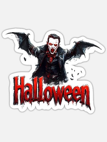 Vampir Halloween Druck Dracula - Sticker Größe S (10 x 10 cm) - Mattweiß
