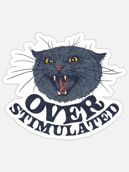 ÜBERSTIMULIERT - Sticker Größe S (10 x 10 cm) - Mattweiß