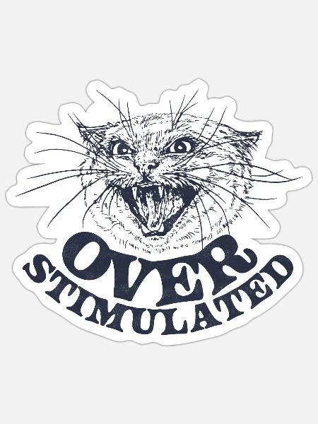 ÜBERSTIMULIERT - Sticker Größe S (10 x 10 cm) - Mattweiß