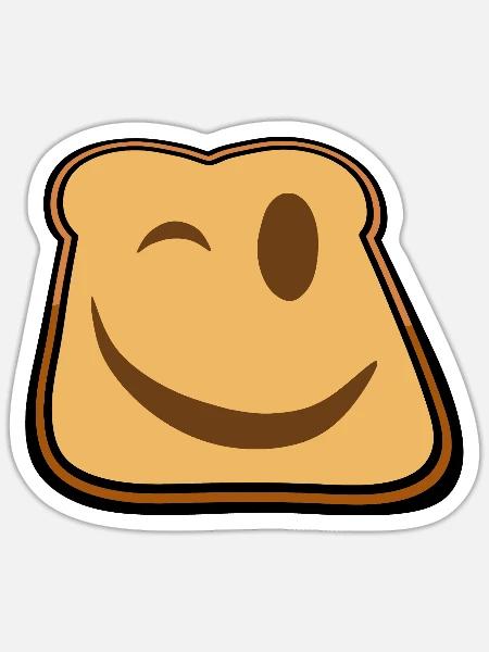 Winkender Toast Cartoon - Sticker Größe S (10 x 10 cm) - Mattweiß