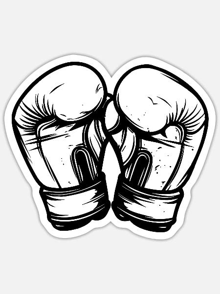 Kickboxing Handschuhe Skizze - Sticker Größe S (10 x 10 cm) - Mattweiß
