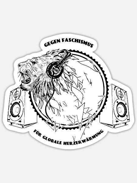 Gegen Faschos – Für globale Herzerwärmung - Sticker Größe S (10 x 10 cm) - Mattweiß