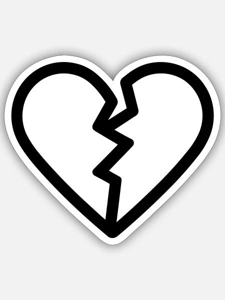 gebrochenes Herz - Sticker Größe S (10 x 10 cm) - Mattweiß