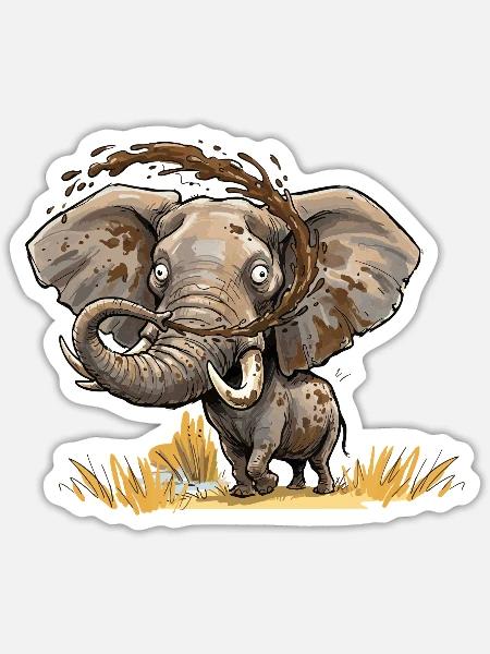 MatschElefant Safari - Sticker Größe S (10 x 10 cm) - Mattweiß