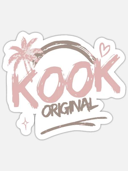 Kook Original Boho Beach Palmenpastell - Sticker Größe S (10 x 10 cm) - Mattweiß