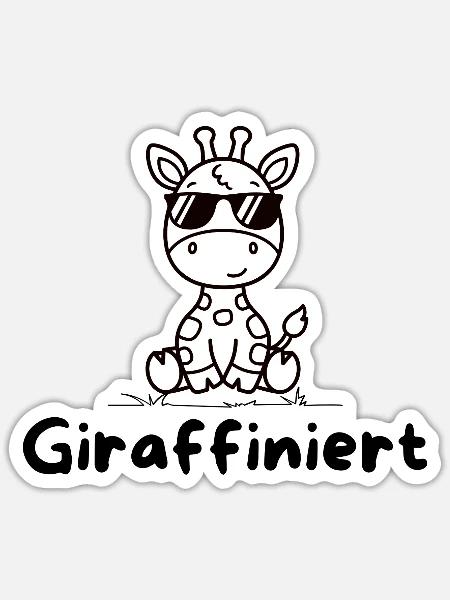 Giraffiniert – Coole Giraffe mit Sonnenbrille - Sticker Größe S (10 x 10 cm) - Mattweiß