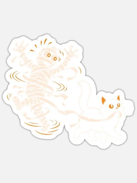 Die Katze und die Mumie - Sticker Größe S (10 x 10 cm) - Mattweiß