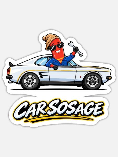 Auto SOS Sosage Wurst Rs3100 - Sticker Größe S (10 x 10 cm) - Mattweiß