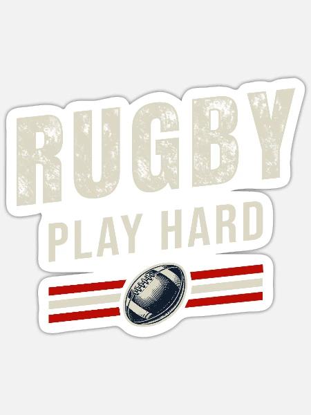 Rugby Spiel hart | Passion Oval Ball - Sticker Größe S (10 x 10 cm) - Mattweiß